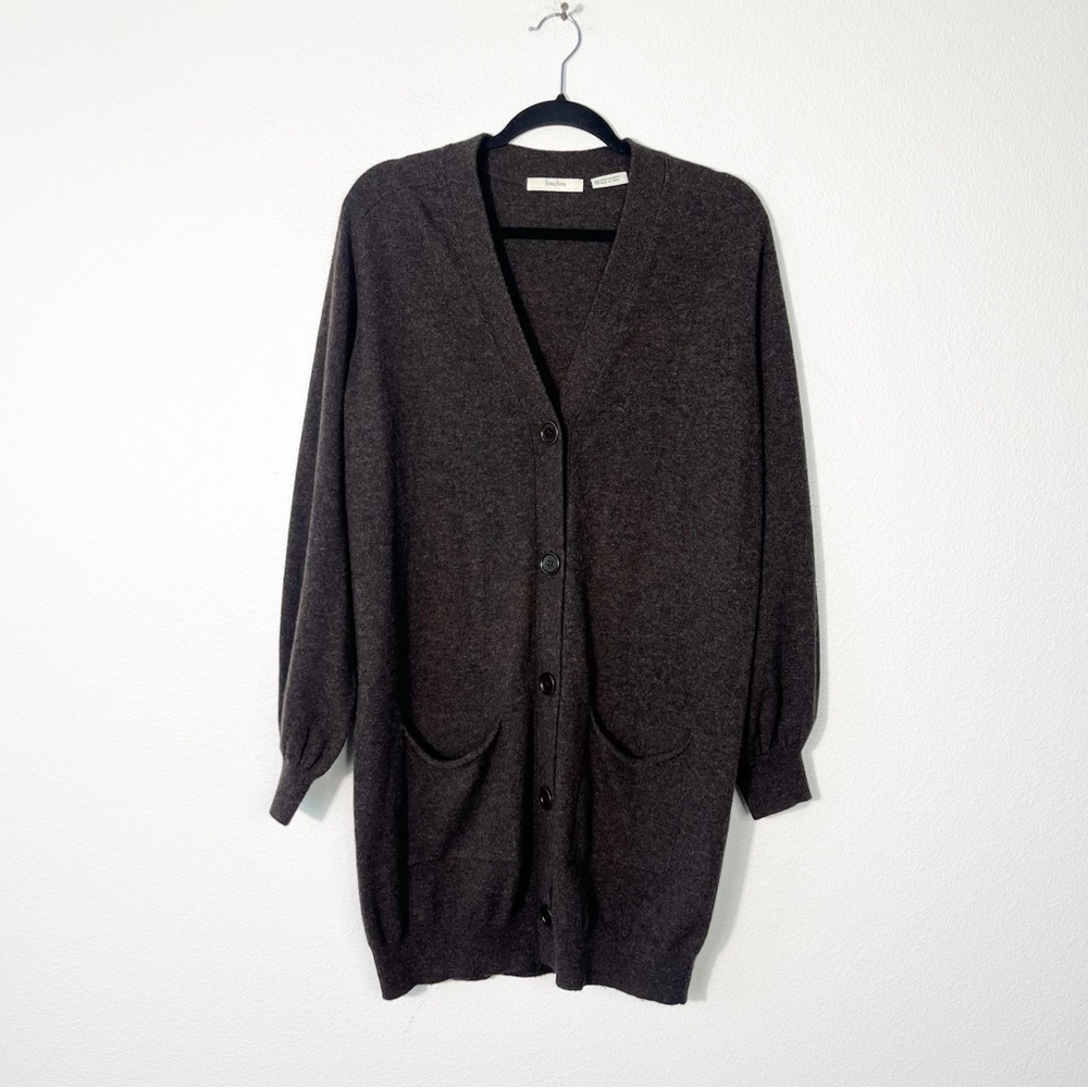Neiman Marcus Cashmere Collection Long Sweater Cardigan Size XL Chocolate Brown